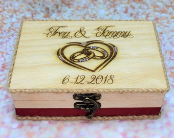 Custom Wooden Ring Box: Laser Engraved Ring Box, Wedding Ring Box, Wooden Wedding Ring Box, Wedding Ring Holder, Ring Bearer Box