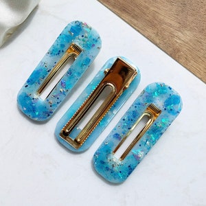 3 Pack Iridescent Blue Hair Barrette Clips: Hair Accessories, Iridescent Hair Clips, Blue Hair Accessories, Barrette Pack, Clip Pack