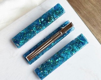 3 Pack Iridescent Blue Sparkly Hair Barrette Clips: Hair Accessories, Iridescent Hair Clips, Blue Accessories, Barrette Pack, Clip Pack