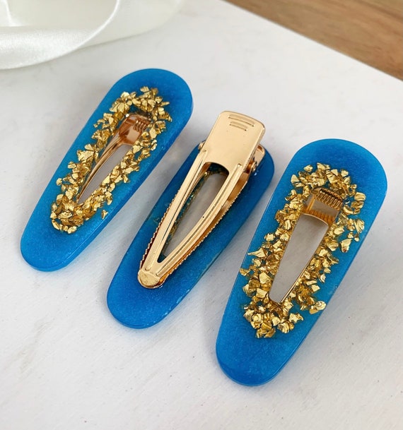 Elegant Gold and Blue Hair Clip Elegant Blue Crystal Flower Hair Clip – Artificial Elegance main image 4