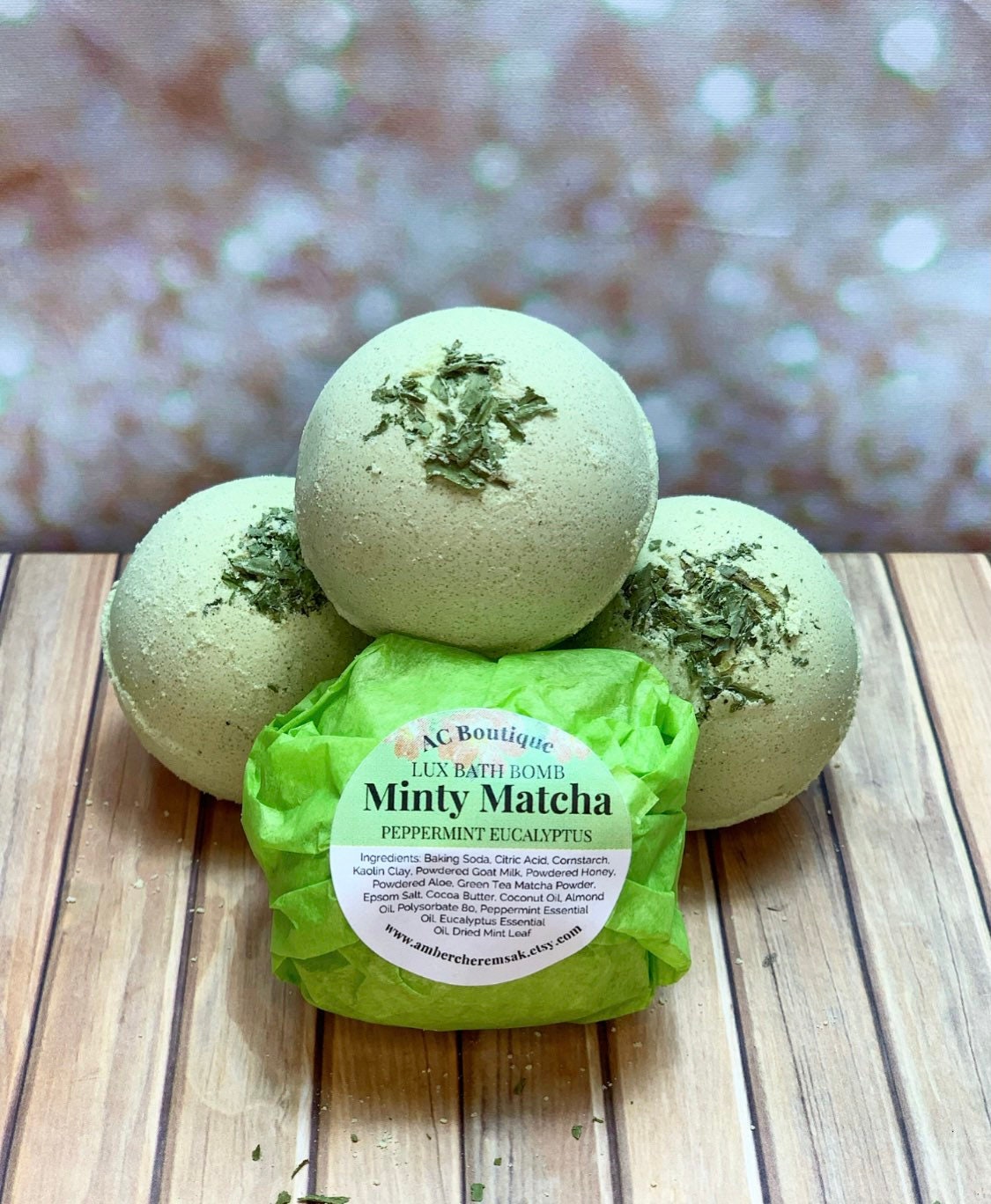 3 Pack Minty Matcha Lux Bath Bombs: Juego de bombas de baño, juego de regalo de bomba de baño, bombas de baño de leche de cabra, bomba de baño Matcha,