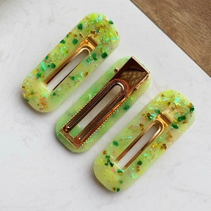 3 Pack Iridescent Green Hair Barrette Clips: Hair Accessories, Iridescent Hair Clips, Green Hair Accessories, Barrette Pack, Clip Pack