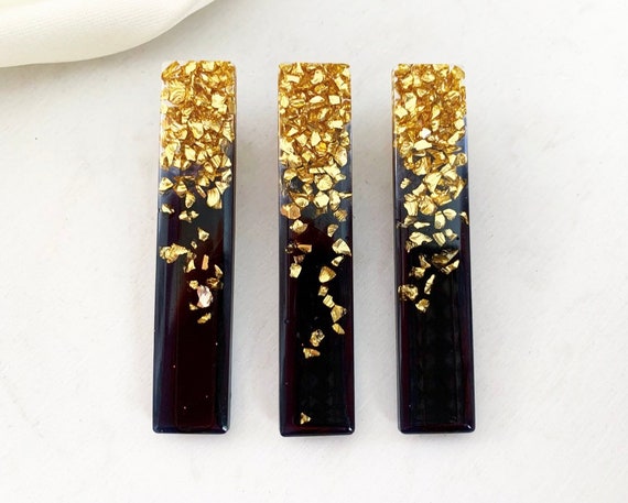 3 Pack Black and Gold Hair Barrette Clip: Hair Accessories  display picture 1