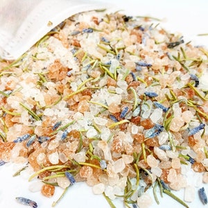 Pink Rosemary Lavender Lux Bath Salts: Bath Soak, Pink Himalayan Salt Bath, Epsom Salt, Rosemary Essential Oil, Lavender Bath Salts