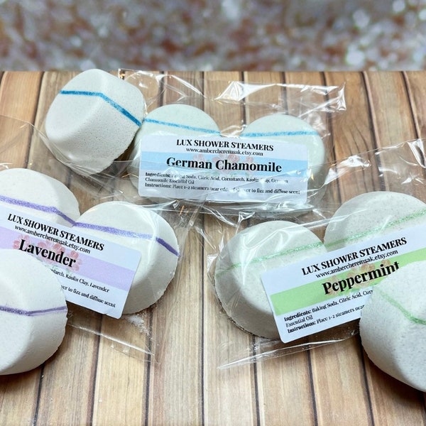 Rest and Restore Lux Shower Steamer Set: Shower Bomb, Shower Fizz, Shower Steamers, Calming Shower, Relaxing Shower, Essential Oil