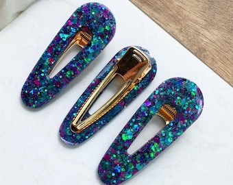 3 Pack Purple Mermaid Hair Barrette Clips: Hair Accessories, Iridescent Hair Clips, Purple Hair Accessories, Barrette Pack, Clip Pack