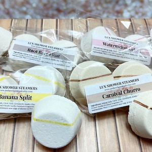 Summer Sweets Lux Shower Steamer Set: Shower Bombs, Shower Fizz, Aromatherapy, Spa, Summer Scents, Fair Food, Carnival Scents, Fun Shower