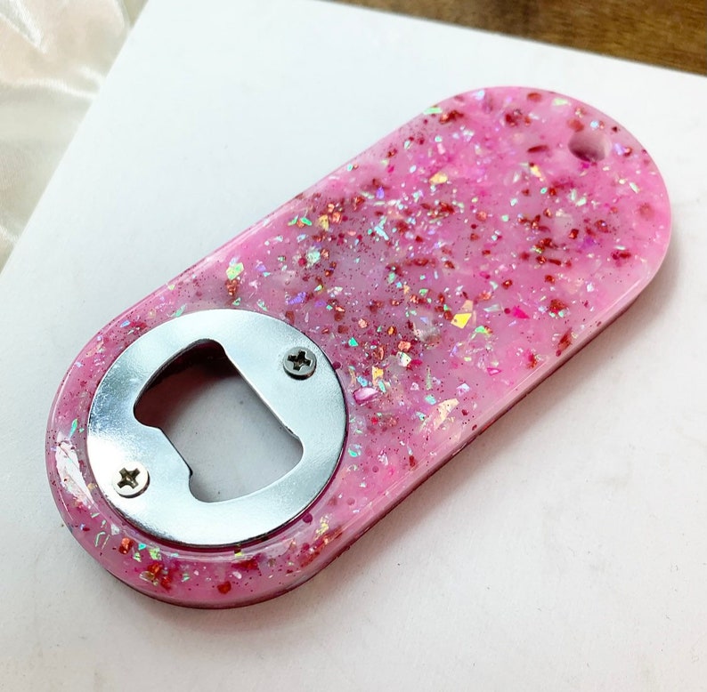 Pink Glitter Bottle Opener Resin Bottle Opener, Sparkly Bottle Opener