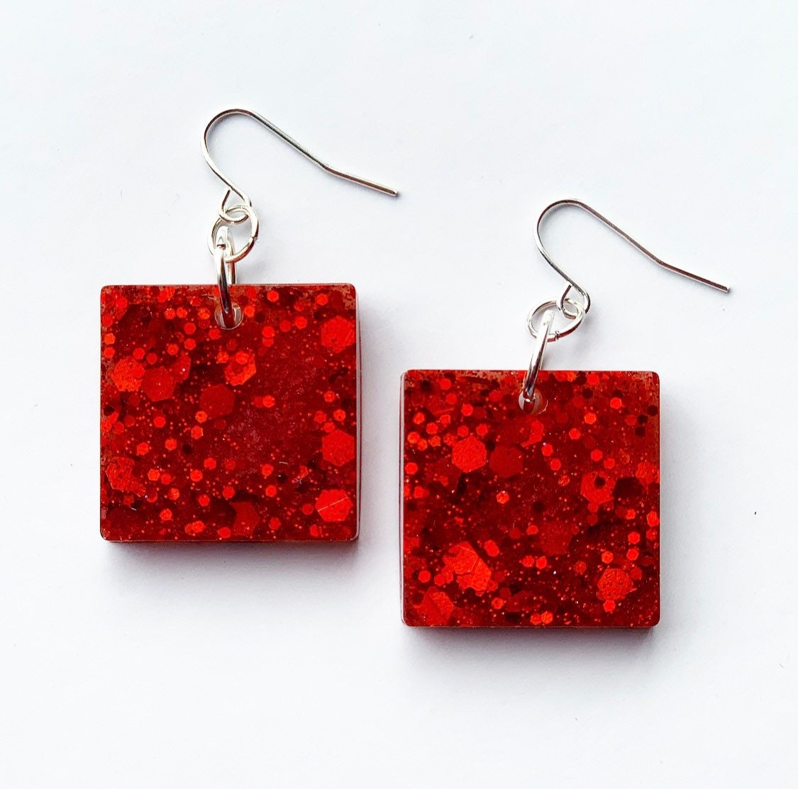Red resin earrings deals