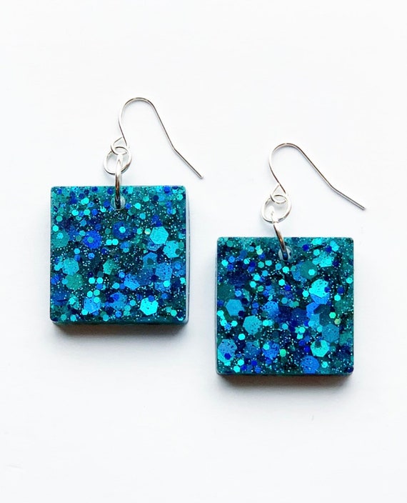 Square resin earrings sale