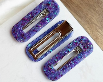 3 Pack Purple Sparkly Hair Barrette Clips: Hair Accessories, Iridescent Hair Clips, Purple Hair Accessories, Barrette Pack, Clip Pack