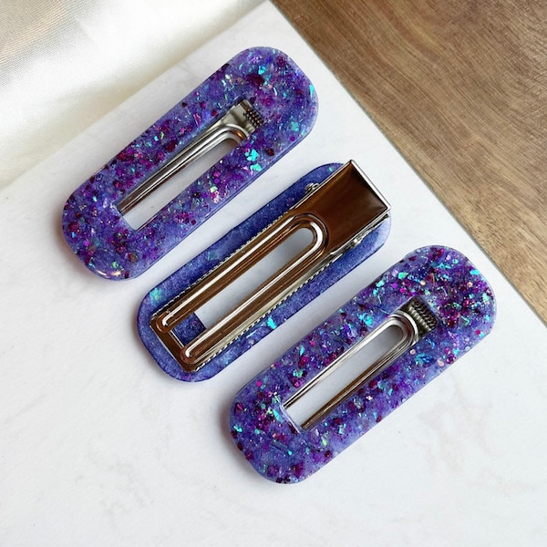 3 Pack Purple Sparkly Hair Barrette Clips: Hair Accessories, Iridescent Hair Clips, Purple Hair Accessories, Barrette Pack, Clip Pack