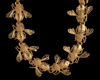 Vintage Bee Necklace 18ct Gold Silver Circa 1950