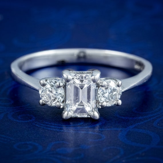 Art Deco Style Diamond Trilogy Ring 1.15ct Total