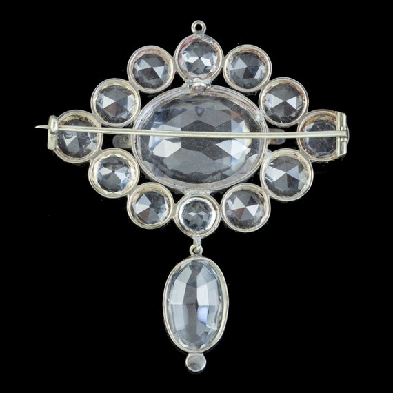 Antique Victorian Rock Crystal Brooch Silver Circ… - image 3