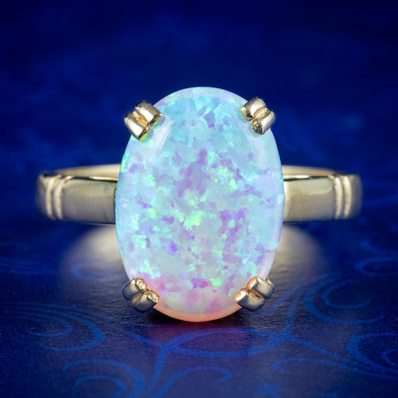 Victorian Style Opal 9ct Gold Ring 6ct Opal