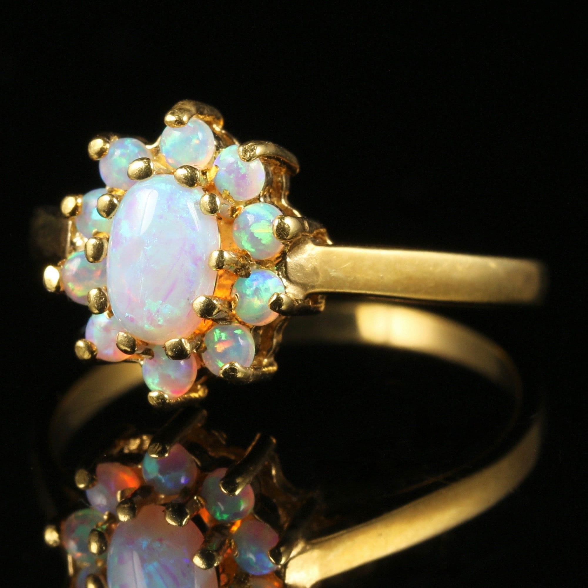 Opal Cluster Ring Gold on Silver