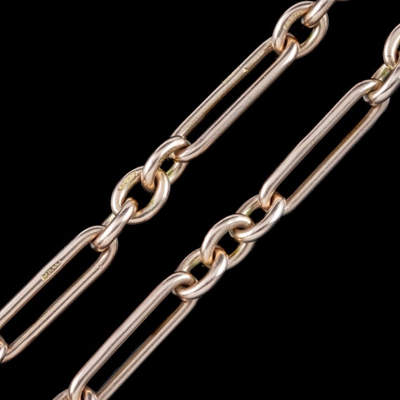 Antique Edwardian Albert Chain 9ct Rose Gold Date… - image 3