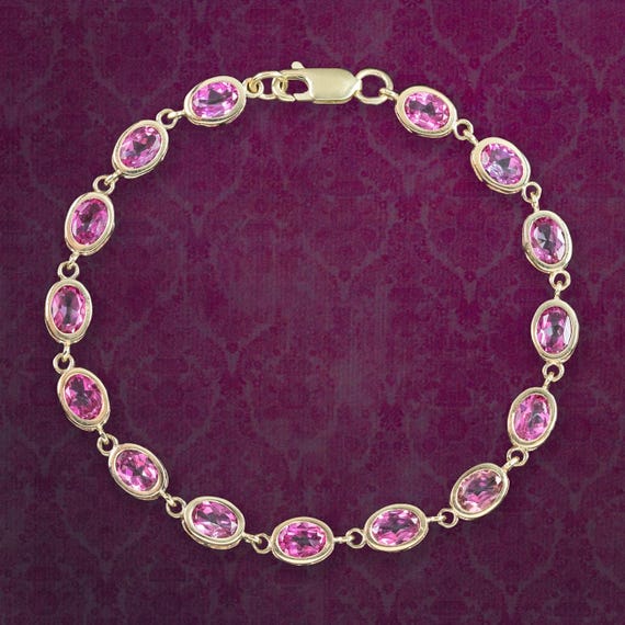 Edwardian Style Pink Topaz Bracelet 9ct Gold