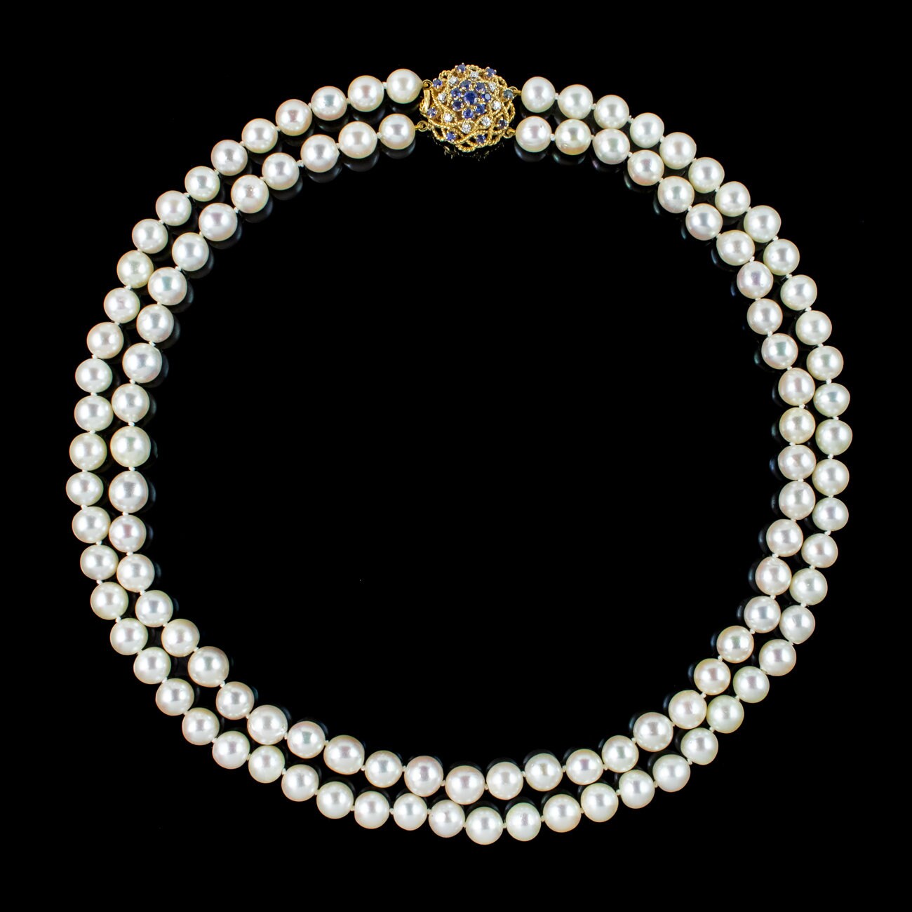 Vintage French Double Pearl Necklace 2ct Diamond Clasp – Antique Jewellery  Online