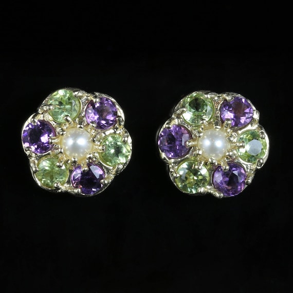 Suffragette Flower Earrings 9ct Gold