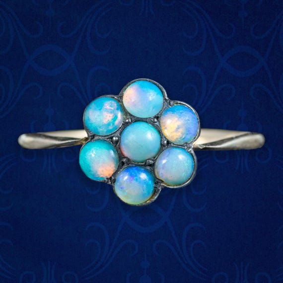Antique Victorian Opal Cluster Ring 0.70ct Total