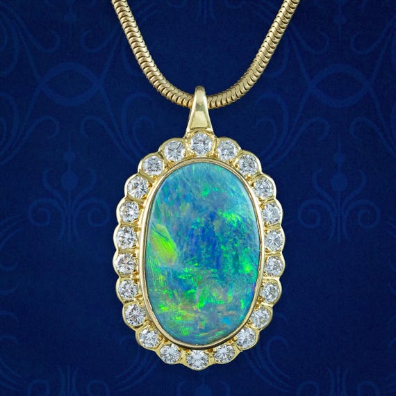 Edwardian Style Boodles Black Opal Diamond Pendant Necklace 18ct Gold with Cert