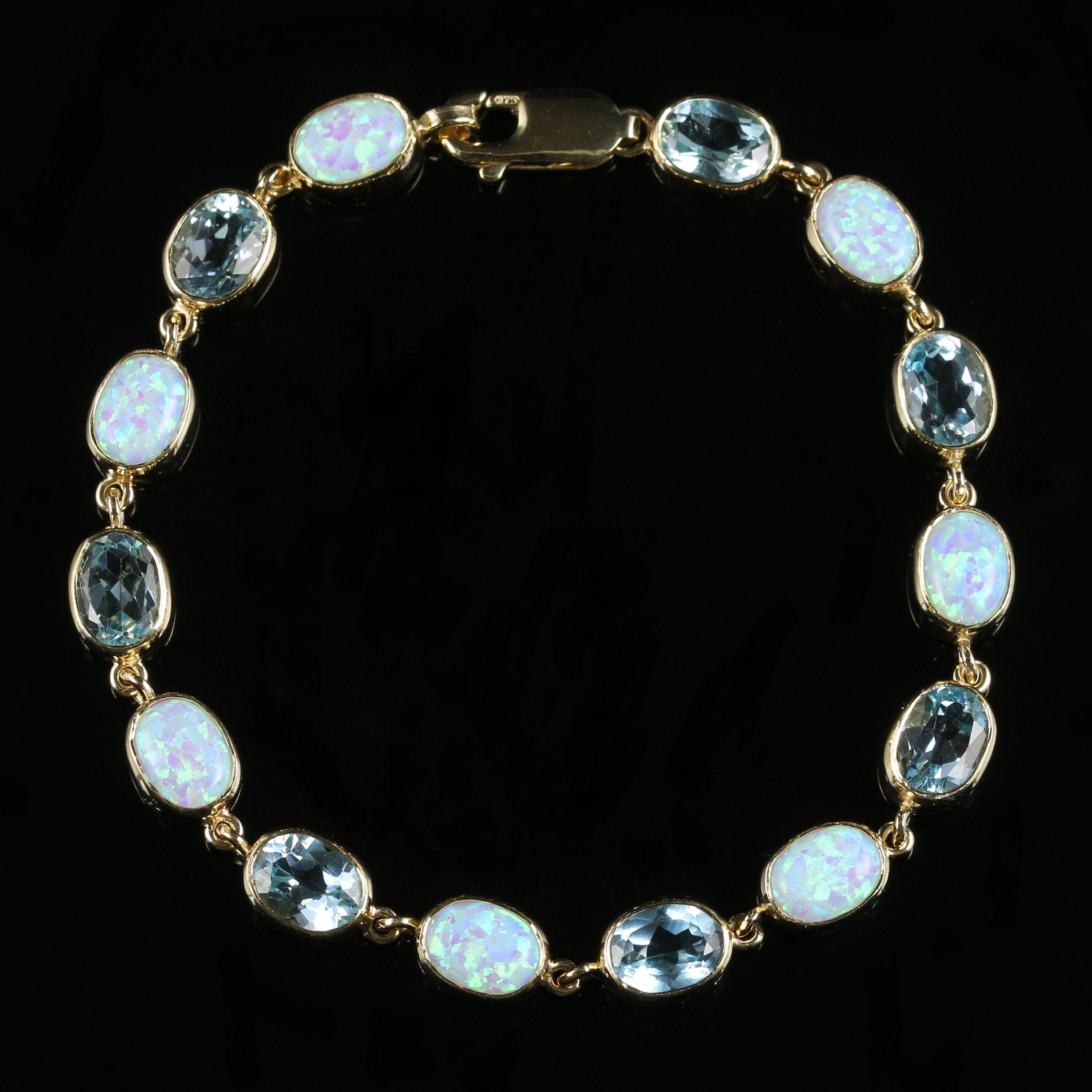 Blue Topaz and Opal Bracelet 9ct Gold Etsy
