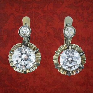 Vintage White Topaz Earrings 18ct Gold