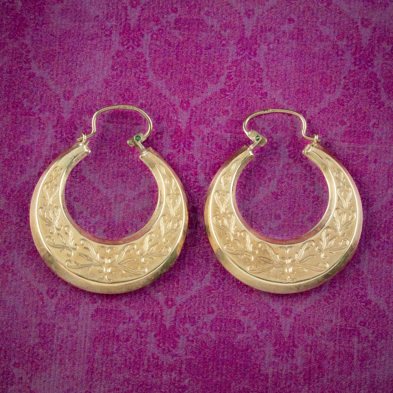 9ct Yellow Gold Small Greek Key Creole Hoop Earrings -  Denmark