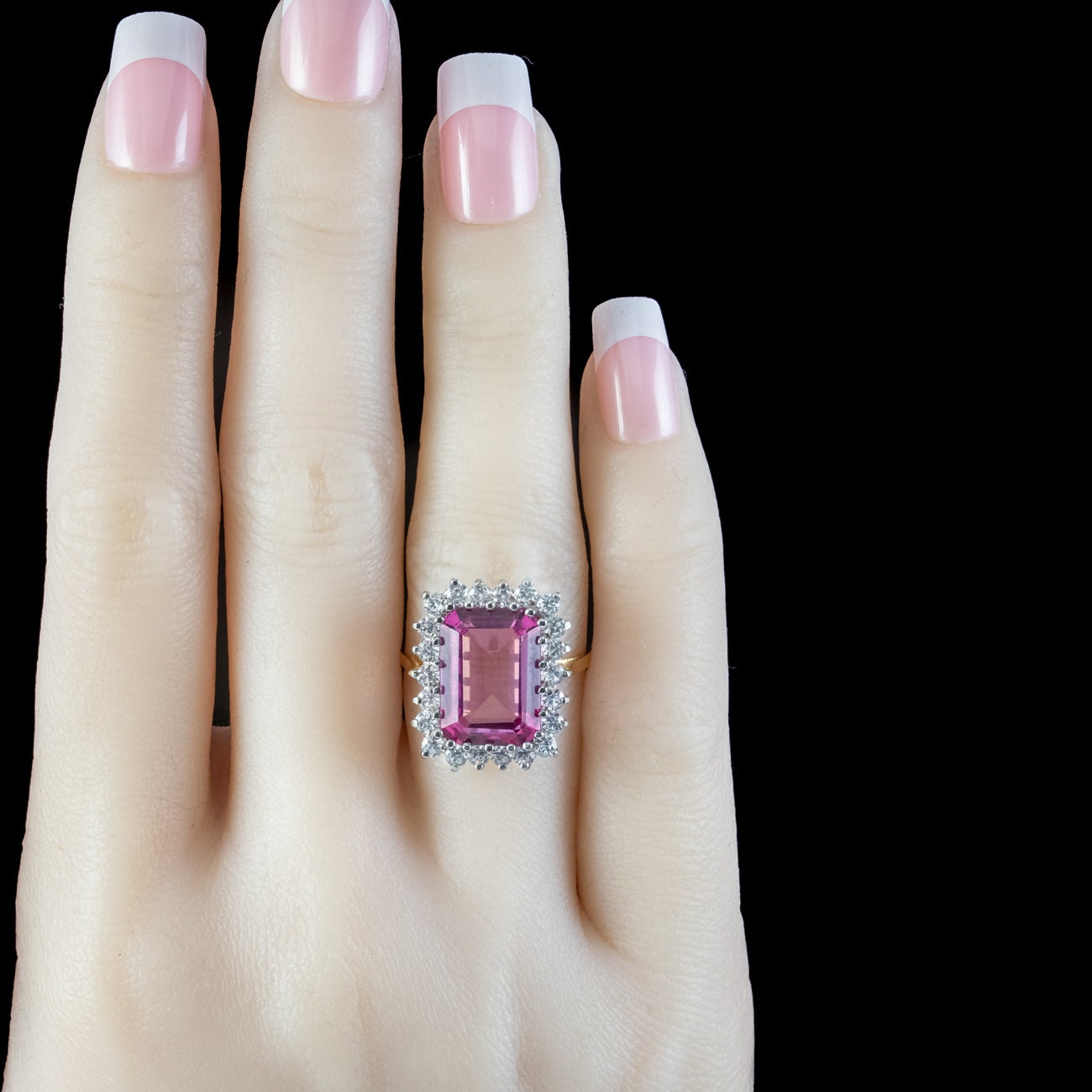 Pink Ring, Heart Gem, Art Deco Jewelry #D213 Topaz/Pink (Simulated) / 8.5