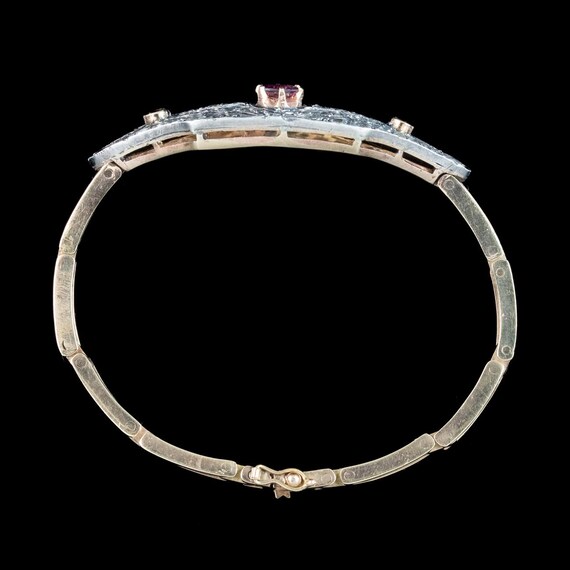 Antique Victorian Ruby Diamond Cluster Bracelet S… - image 5