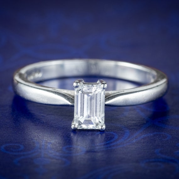 Art Deco Style Diamond Solitaire Ring 0.49ct Vvs1 Diamond