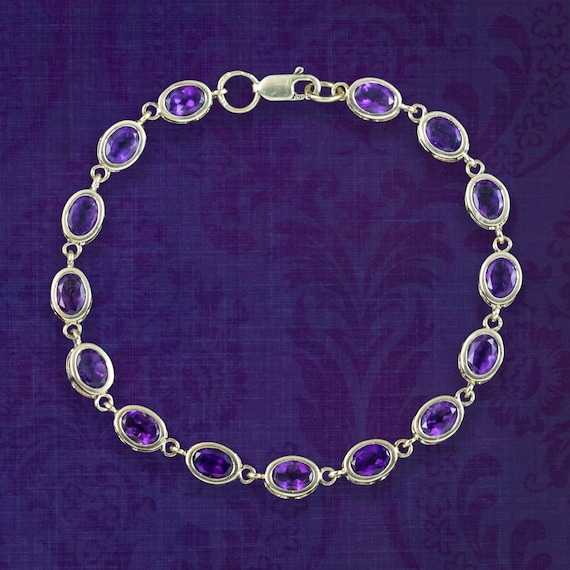 Edwardian Style Amethyst Bracelet 9ct Gold