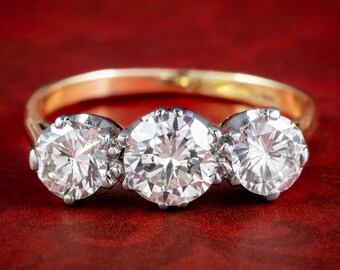 Antique Edwardian Diamond Trilogy Ring 1.8ct Total