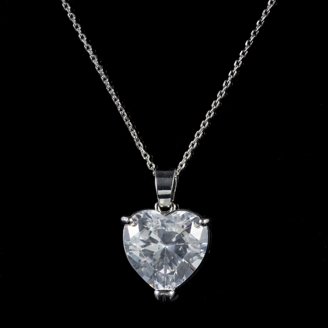 Cubic Zirconia Heart Pendant Necklace Etsy