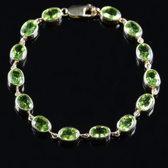 Peridot Bracelet 14ct Peridot 9ct Yellow Gold