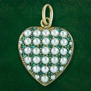 Antique Victorian Pearl Paste Heart Pendant 15ct Gold