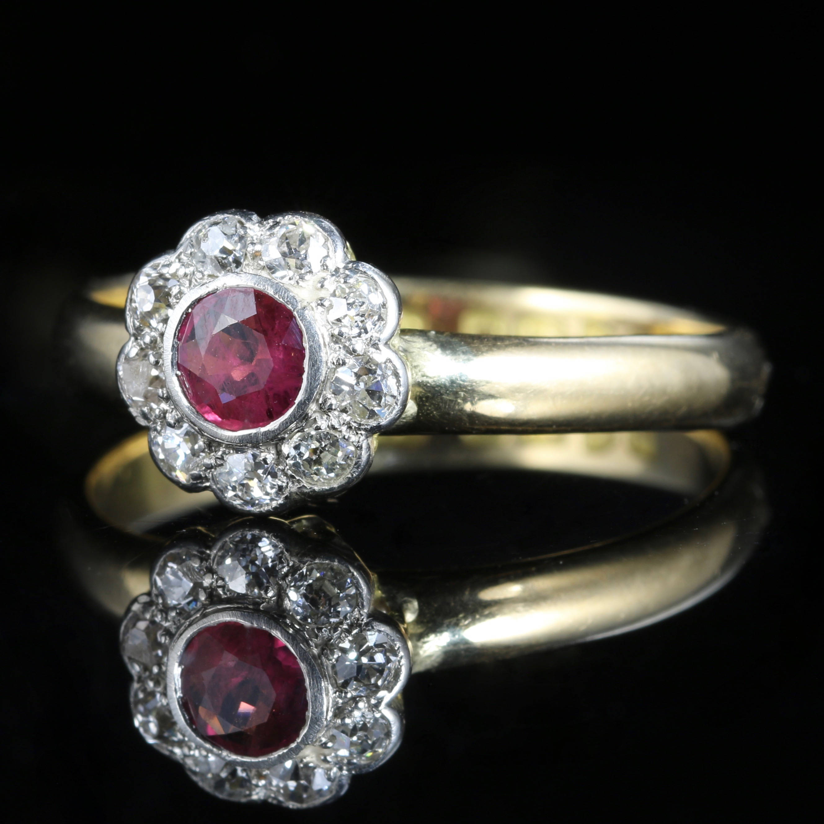 Antique Ruby Diamond Engagement Ring 18ct Gold Dated Chester 1903