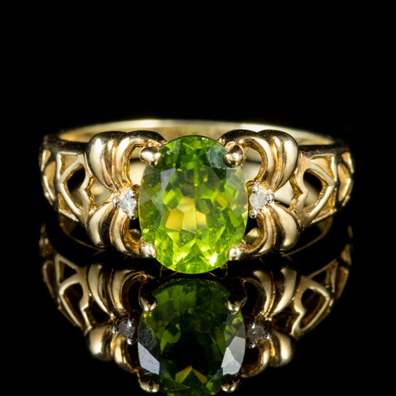 Peridot Diamond Heart Ring 9ct Gold 2ct Peridot