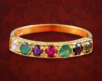 Victorian Style Gemstone Dearest Acrostic Ring