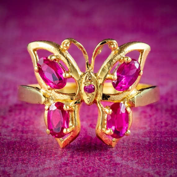 Victorian Style Ruby Butterfly Ring 0.90ct Of Ruby