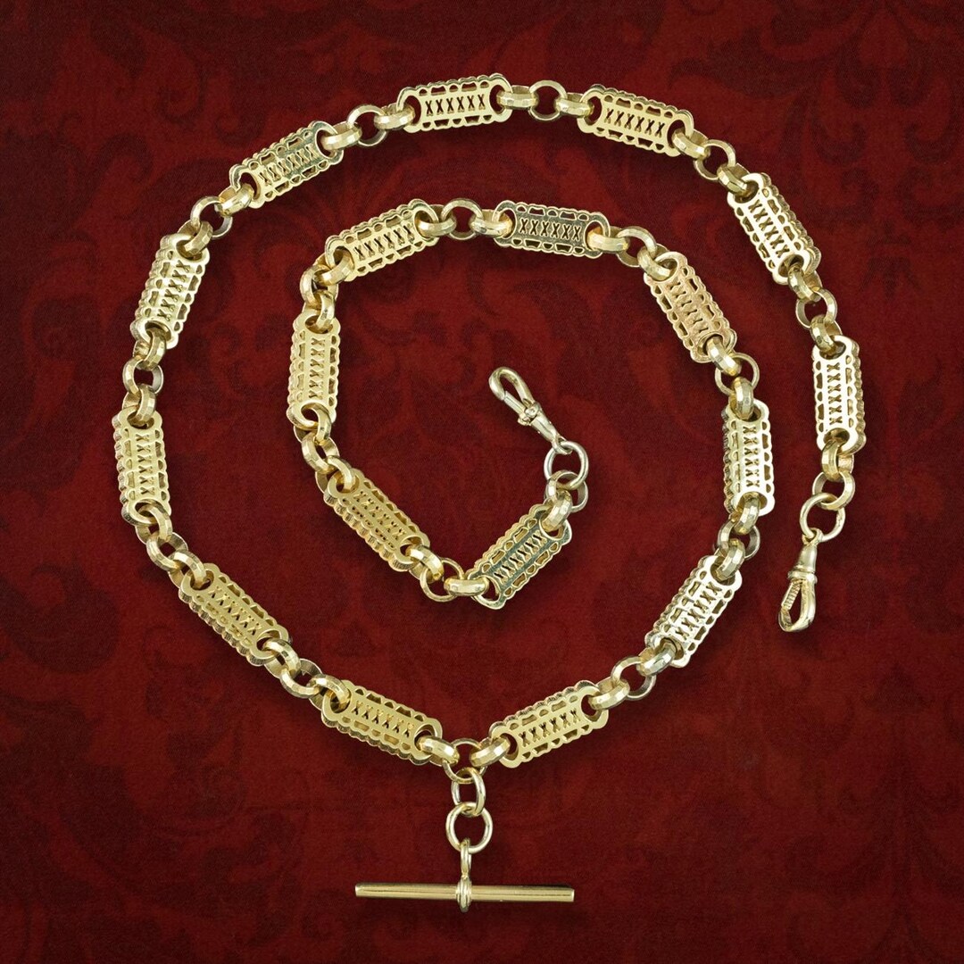 Victorian Style Albert Chain Necklace Silver 18ct Gold Gilt - Etsy UK