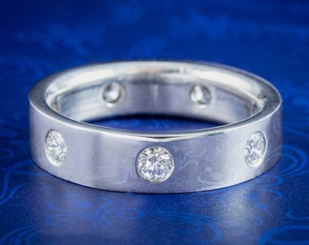 Anillo de eternidad de diamantes Alianza de boda para caballero de platino 1,44 quilates de diamante