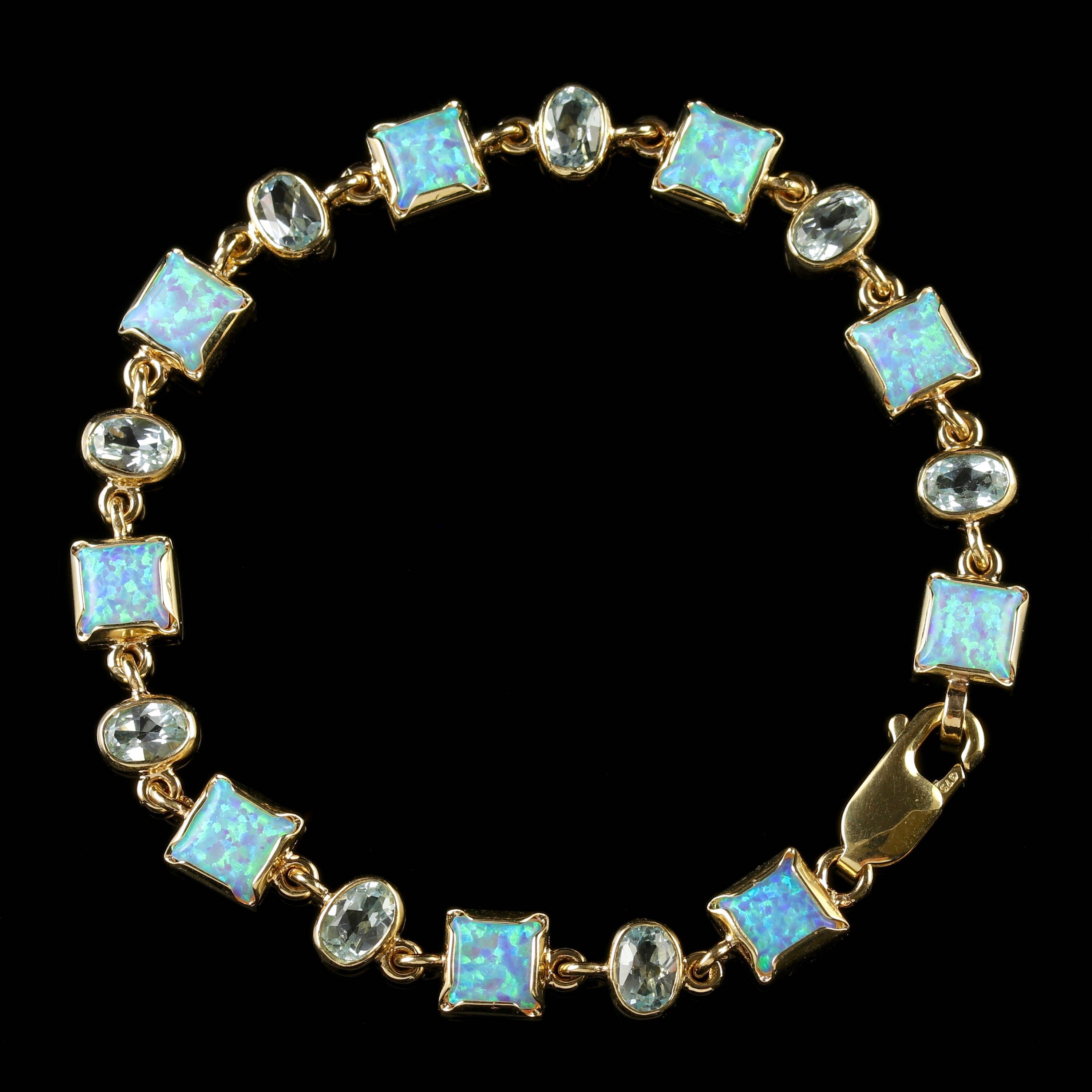 Opal Blue Topaz Gold Bracelet 9ct Gold Etsy