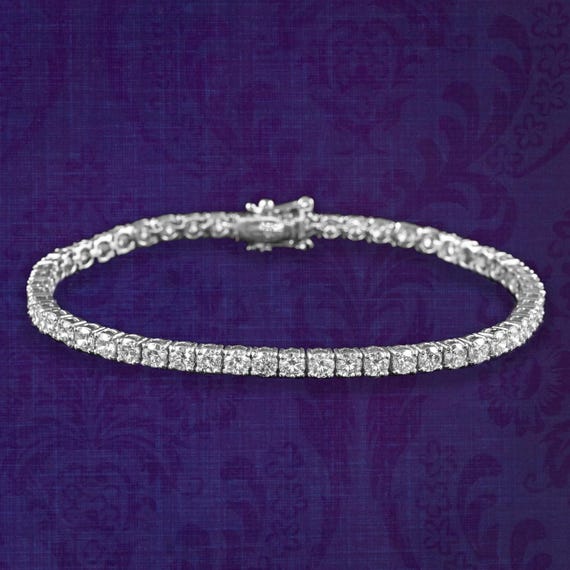 Art Deco Style Diamond Tennis Bracelet 18ct Gold 6.08ct Total