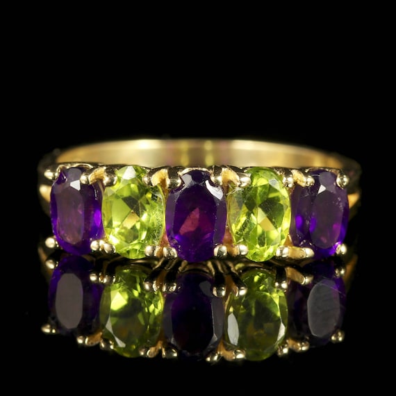 Suffragette Ring Amethyst Peridot 9ct Gold