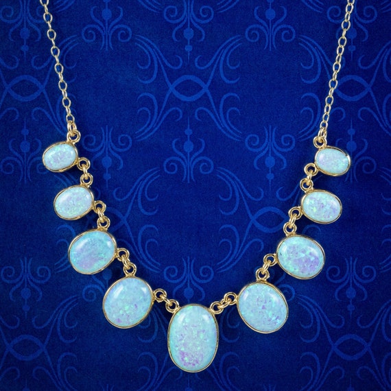Opal Dropper Necklace 9ct Gold 22ct of Opal