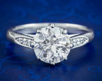 Anillo solitario de diamantes estilo eduardiano Diamante de 1.72ct con certificado