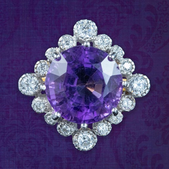 Art Deco Style Amethyst CZ Cocktail Ring 5ct Amethyst